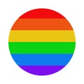 ÃÂ¡ircle with LGBT flag texture. Icon on white isolated background.